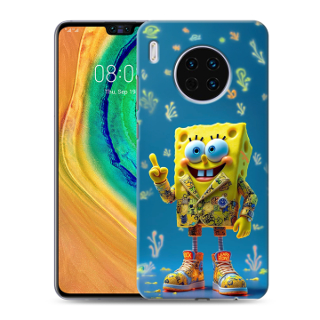 Силиконовый чехол на Huawei Mate 30 с принтом Спанч боб Спанчбоб