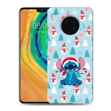 Силиконовый чехол на Huawei Mate 30 с принтом Стич Новый год