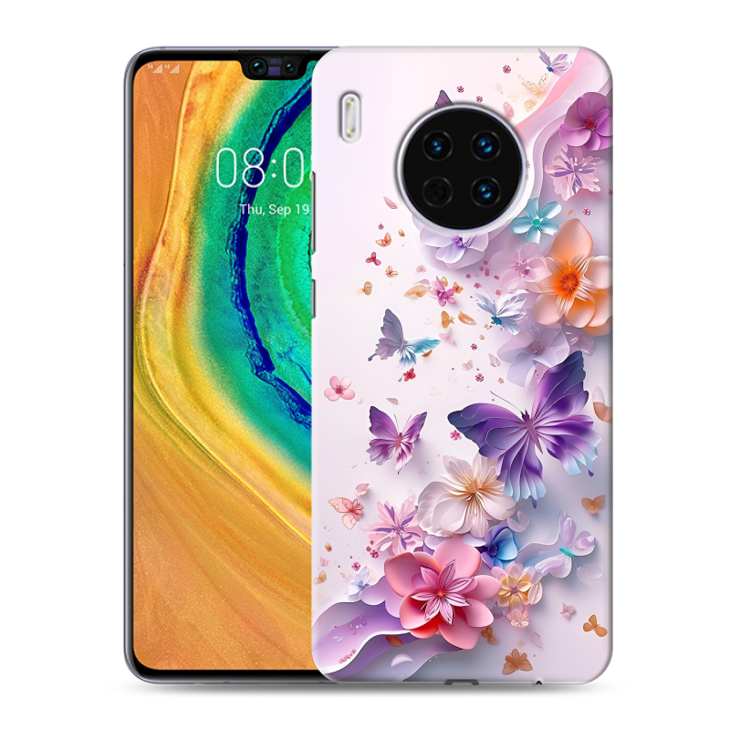Силиконовый чехол на Huawei Mate 30 с принтом цветы бабочки Силиконовый чехол на Huawei Mate 30 с принтом цветы бабочки