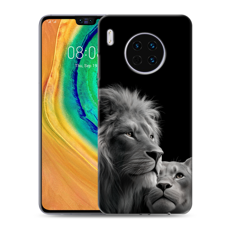 Пластиковый чехол на Huawei Mate 30 с принтом Лев кошки Пластиковый чехол на Huawei Mate 30 с принтом Лев кошки