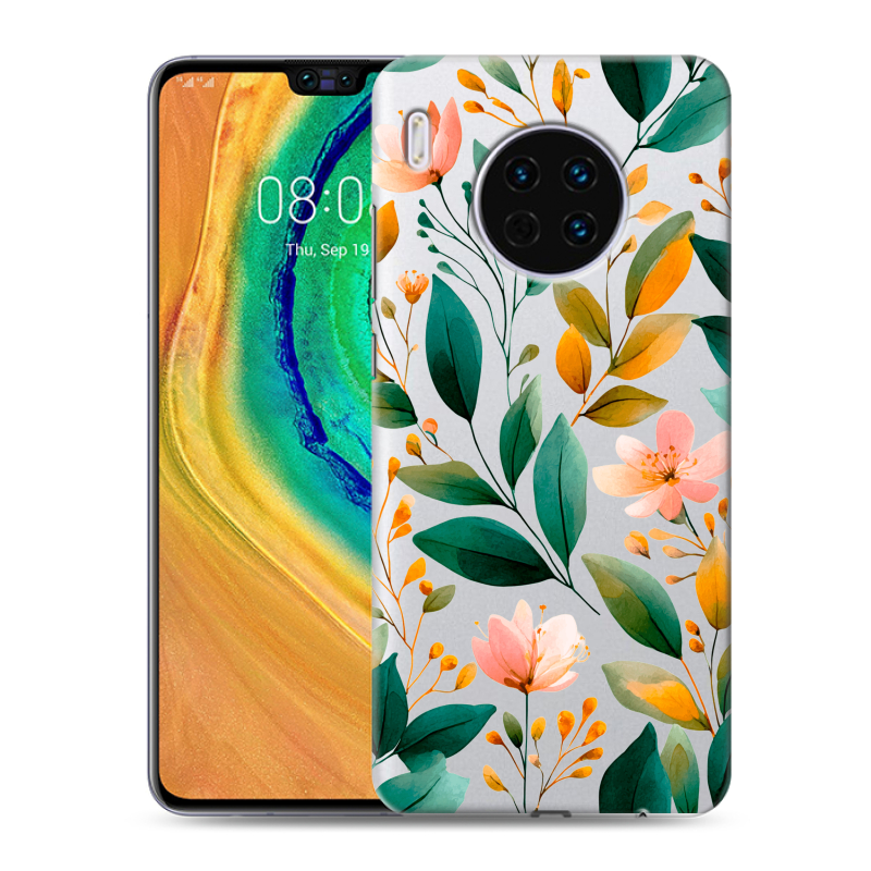 Пластиковый чехол на Huawei Mate 30 с принтом Цветы паттерн Пластиковый чехол на Huawei Mate 30 с принтом Цветы паттерн