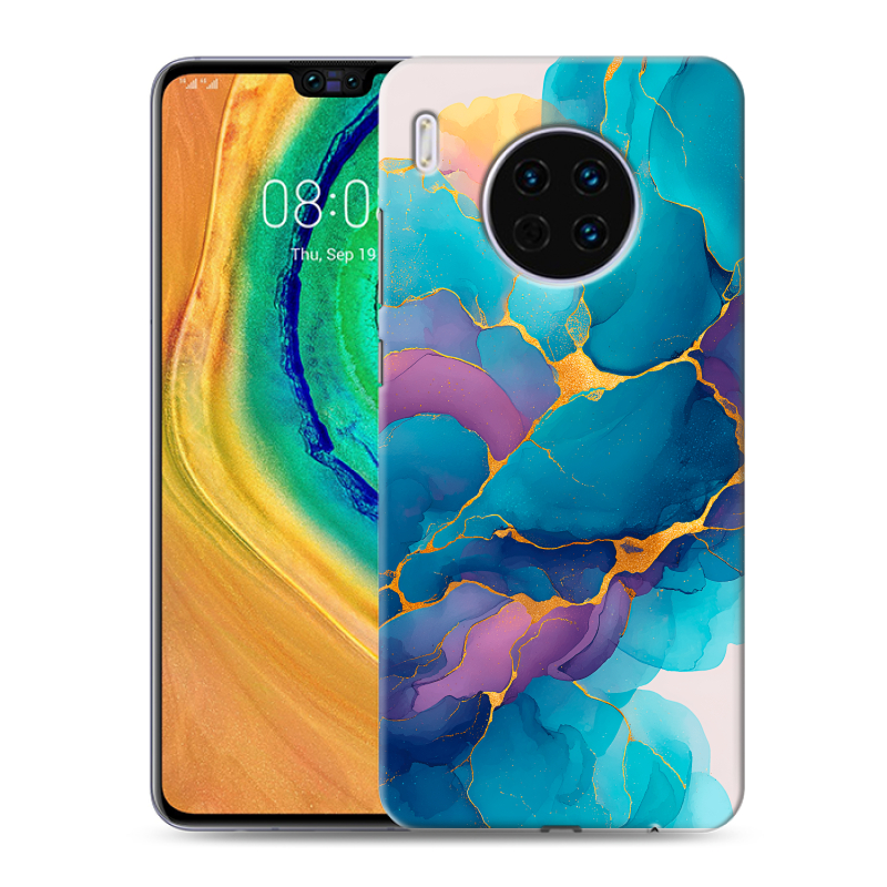 Пластиковый чехол на Huawei Mate 30 с принтом Мрамор блестки Пластиковый чехол на Huawei Mate 30 с принтом Мрамор блестки