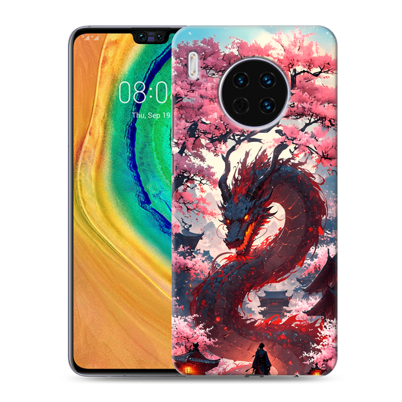 Пластиковый чехол на Huawei Mate 30 с принтом Дракон Японский Пластиковый чехол на Huawei Mate 30 с принтом Дракон Японский