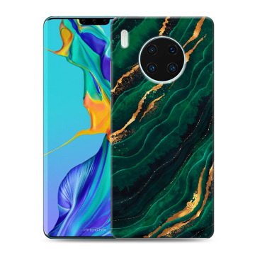 Силиконовый чехол на Huawei Mate 30 Pro с принтом Мрамор зеленое золото