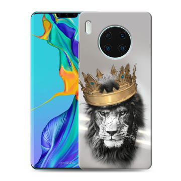 Силиконовый чехол на Huawei Mate 30 Pro с принтом Лев с короной