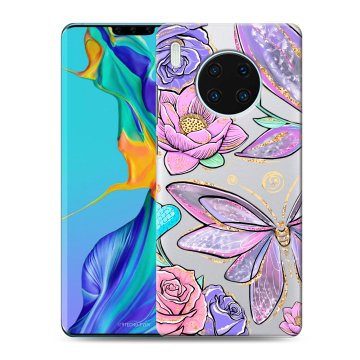 Силиконовый чехол на Huawei Mate 30 Pro с принтом Бабочки и цветы