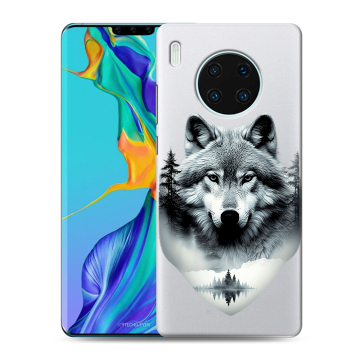 Силиконовый чехол на Huawei Mate 30 Pro с принтом Волк в лесу Силиконовый чехол на Huawei Mate 30 Pro с принтом Волк в лесу