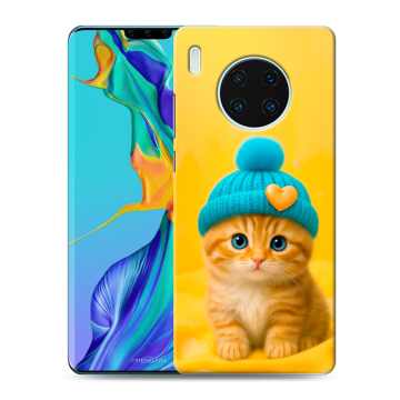 Силиконовый чехол на Huawei Mate 30 Pro с принтом Котенок в шапке Силиконовый чехол на Huawei Mate 30 Pro с принтом Котенок в шапке