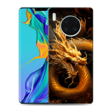 Силиконовый чехол на Huawei Mate 30 Pro с принтом Золотой дракон