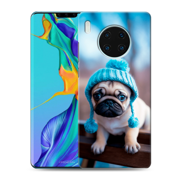 Силиконовый чехол на Huawei Mate 30 Pro с принтом Мопс в шапке