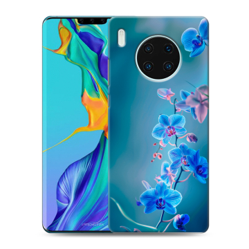 Силиконовый чехол на Huawei Mate 30 Pro с принтом Голубые цветы Силиконовый чехол на Huawei Mate 30 Pro с принтом Голубые цветы