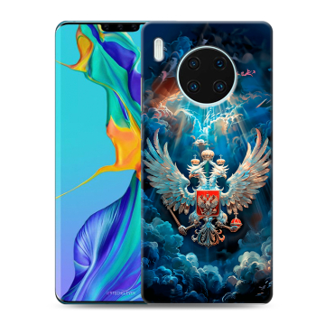 Силиконовый чехол на Huawei Mate 30 Pro с принтом Герб флаг России