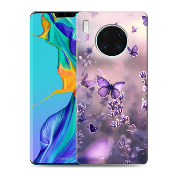 Силиконовый чехол на Huawei Mate 30 Pro с принтом бабочки и лаванда