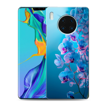 Силиконовый чехол на Huawei Mate 30 Pro с принтом голубые орхидеи Силиконовый чехол на Huawei Mate 30 Pro с принтом голубые орхидеи