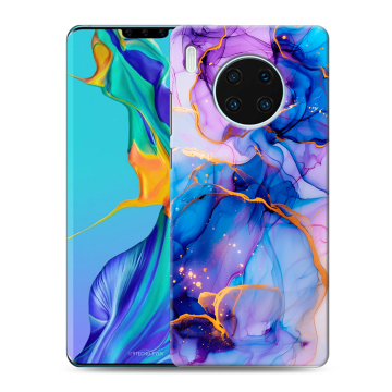 Силиконовый чехол на Huawei Mate 30 Pro с принтом синий мрамор