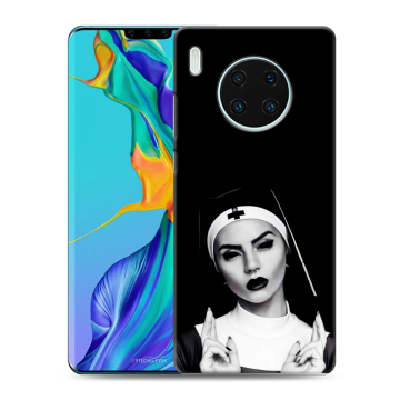 Силиконовый чехол на Huawei Mate 30 Pro с принтом монашка Силиконовый чехол на Huawei Mate 30 Pro с принтом монашка
