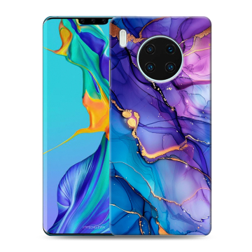 Силиконовый чехол на Huawei Mate 30 Pro с принтом синий мрамор Силиконовый чехол на Huawei Mate 30 Pro с принтом синий мрамор