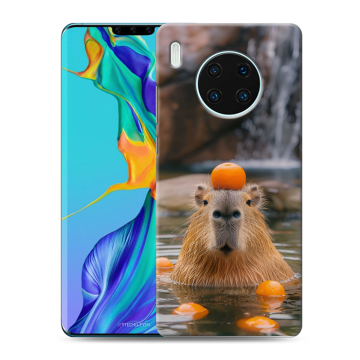 Силиконовый чехол на Huawei Mate 30 Pro с принтом Капибара с апельсином Силиконовый чехол на Huawei Mate 30 Pro с принтом Капибара с апельсином