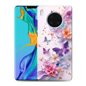 Силиконовый чехол на Huawei Mate 30 Pro с принтом цветы бабочки