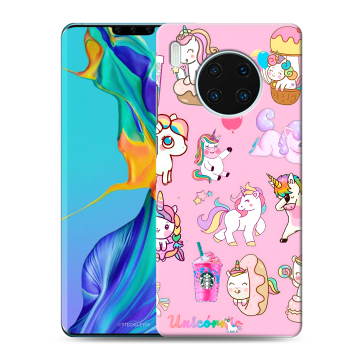 Силиконовый чехол на Huawei Mate 30 Pro с принтом розовые единороги Силиконовый чехол на Huawei Mate 30 Pro с принтом розовые единороги