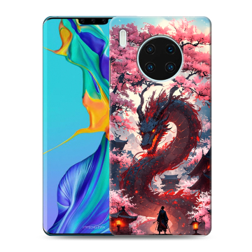 Силиконовый чехол на Huawei Mate 30 Pro с принтом Дракон Японский Силиконовый чехол на Huawei Mate 30 Pro с принтом Дракон Японский