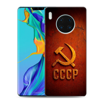 Силиконовый чехол на Huawei Mate 30 Pro с принтом Флаг Герб СССР