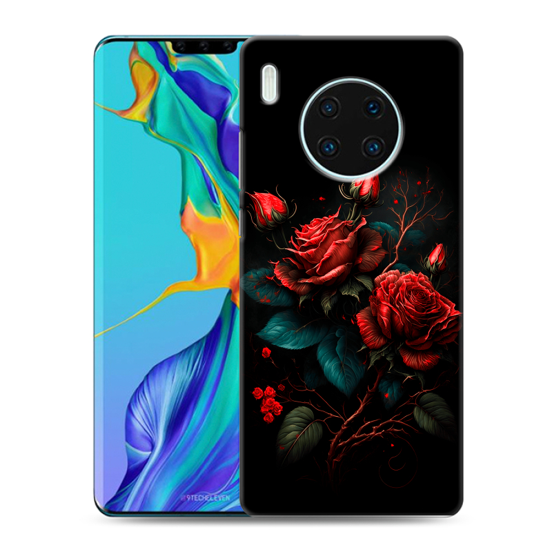 Силиконовый противоударный чехол на Huawei Mate 30 Pro с принтом Розы красные Силиконовый противоударный чехол на Huawei Mate 30 Pro с принтом Розы красные