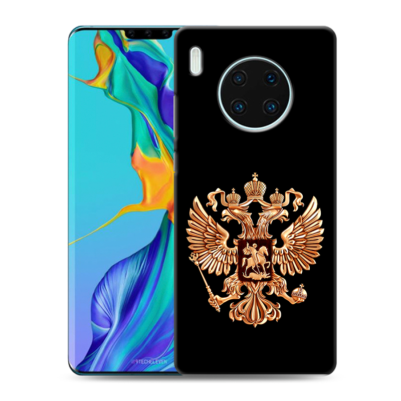 Силиконовый чехол на Huawei Mate 30 Pro с принтом Герб России золотой Силиконовый чехол на Huawei Mate 30 Pro с принтом Герб России золотой