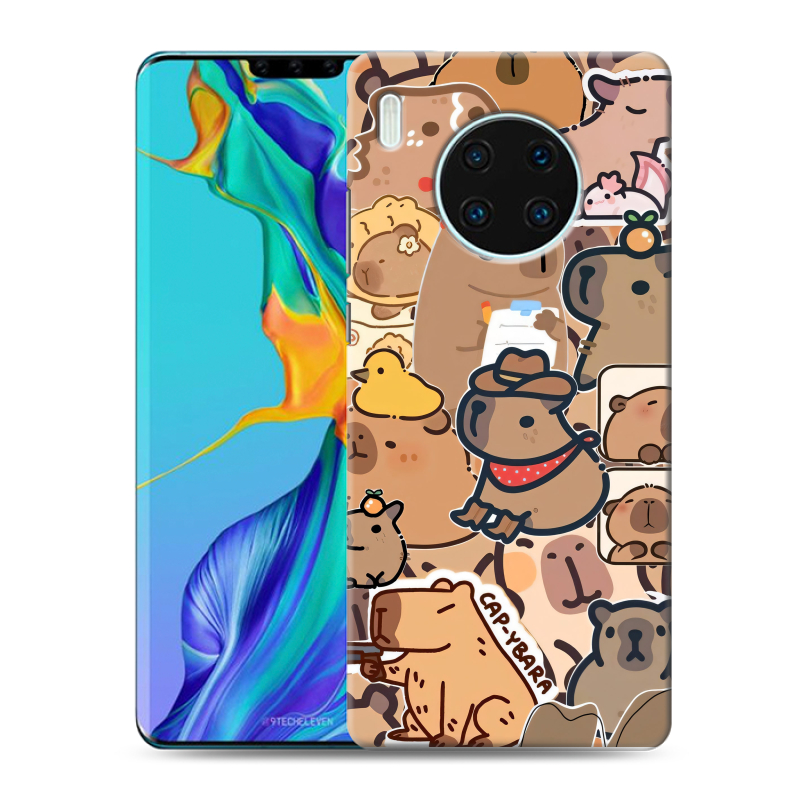 Силиконовый противоударный чехол на Huawei Mate 30 Pro с принтом капибара Силиконовый противоударный чехол на Huawei Mate 30 Pro с принтом капибара