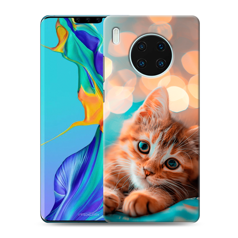 Силиконовый чехол на Huawei Mate 30 Pro с принтом котик Силиконовый чехол на Huawei Mate 30 Pro с принтом котик