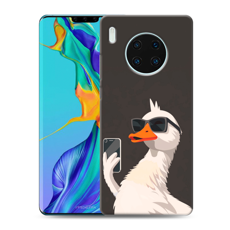 Силиконовый чехол на Huawei Mate 30 Pro с принтом утка в очках Силиконовый чехол на Huawei Mate 30 Pro с принтом утка в очках