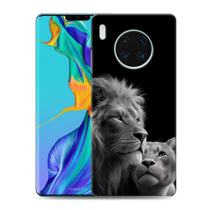 Пластиковый чехол на Huawei Mate 30 Pro с принтом Лев кошки Пластиковый чехол на Huawei Mate 30 Pro с принтом Лев кошки