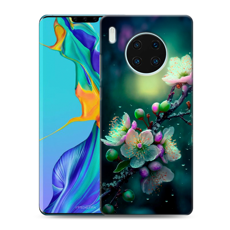 Пластиковый чехол на Huawei Mate 30 Pro с принтом Цветы и мрамор Пластиковый чехол на Huawei Mate 30 Pro с принтом Цветы и мрамор