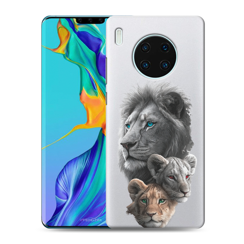 Силиконовый противоударный чехол на Huawei Mate 30 Pro с принтом Львы Силиконовый противоударный чехол на Huawei Mate 30 Pro с принтом Львы