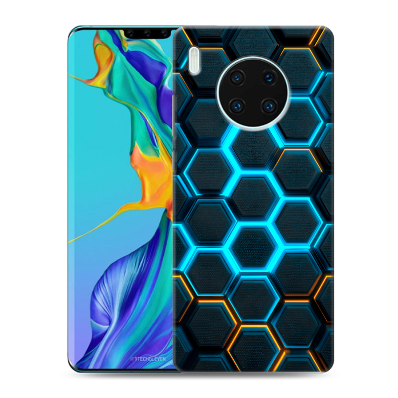 Пластиковый чехол на Huawei Mate 30 Pro с принтом Неоновые соты Пластиковый чехол на Huawei Mate 30 Pro с принтом Неоновые соты