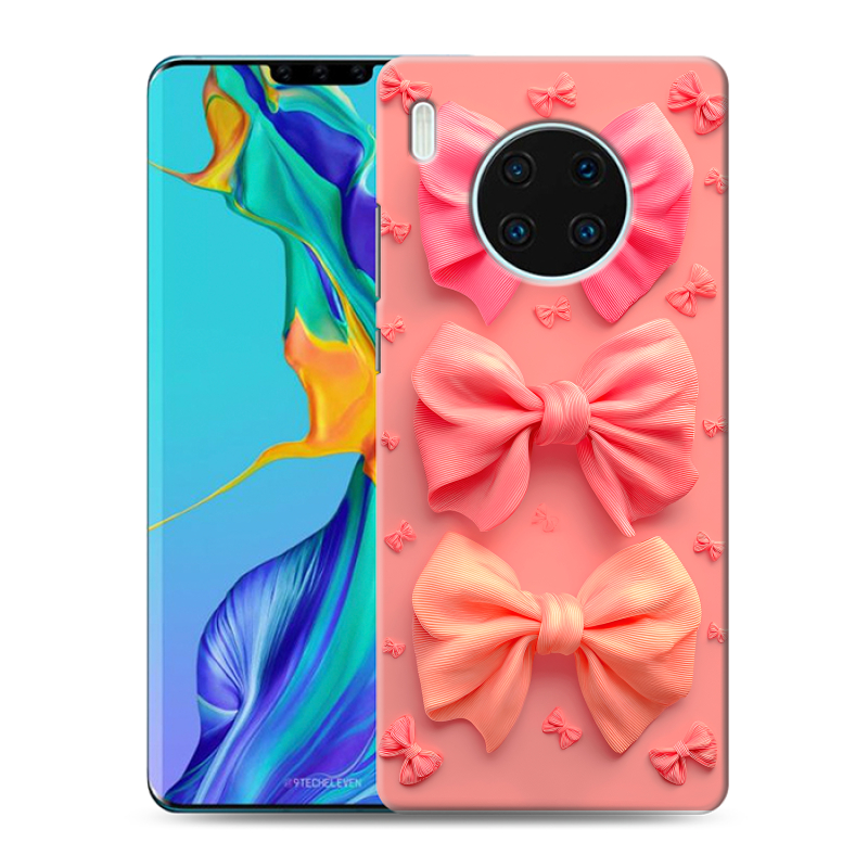 Силиконовый противоударный чехол на Huawei Mate 30 Pro с принтом Розовые бантики Силиконовый противоударный чехол на Huawei Mate 30 Pro с принтом Розовые бантики