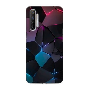 Силиконовый противоударный чехол на Realme XT с принтом Геометрия неона