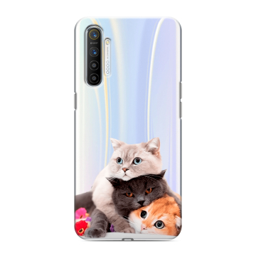 Силиконовый противоударный чехол на Realme XT с принтом Кошки