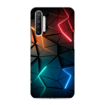 Силиконовый противоударный чехол на Realme XT с принтом Абстракция неон