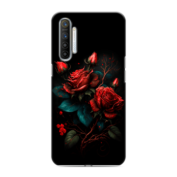 Силиконовый противоударный чехол на Realme XT с принтом Розы красные Силиконовый противоударный чехол на Realme XT с принтом Розы красные