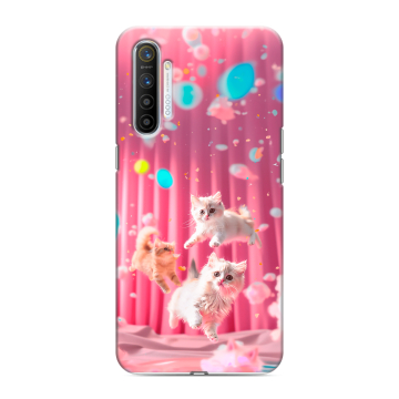 Силиконовый противоударный чехол на Realme XT с принтом милые котики