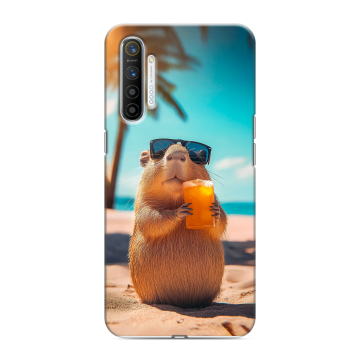 Силиконовый противоударный чехол на Realme XT с принтом Капибара