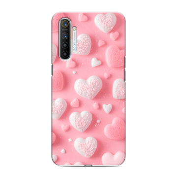 Силиконовый противоударный чехол на Realme XT с принтом Сердечки Силиконовый противоударный чехол на Realme XT с принтом Сердечки
