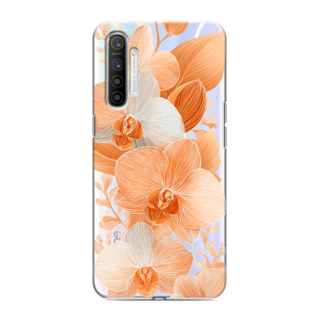Силиконовый противоударный чехол на Realme XT с принтом Бежевые цветы Силиконовый противоударный чехол на Realme XT с принтом Бежевые цветы