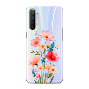 Силиконовый противоударный чехол на Realme XT с принтом Цветы Силиконовый противоударный чехол на Realme XT с принтом Цветы