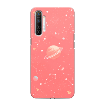 Силиконовый противоударный чехол на Realme XT с принтом Розовый космос Силиконовый противоударный чехол на Realme XT с принтом Розовый космос