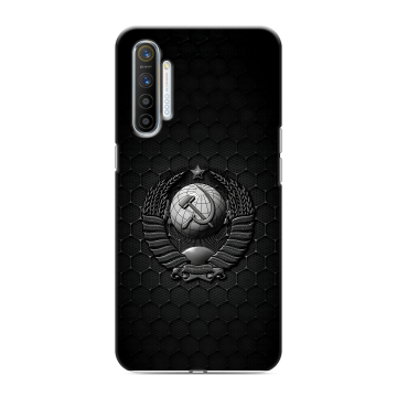 Силиконовый противоударный чехол на Realme XT с принтом Герб Флаг СССР