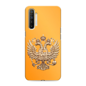 Силиконовый противоударный чехол на Realme XT с принтом Герб Флаг России