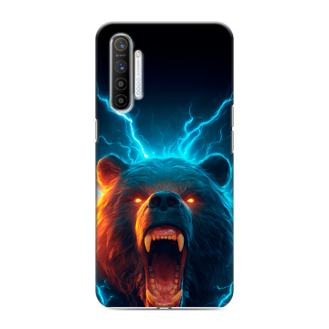 Силиконовый противоударный чехол на Realme XT с принтом Медведь