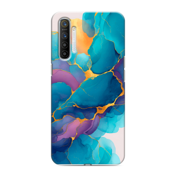 Силиконовый противоударный чехол на Realme XT с принтом Мрамор блестки